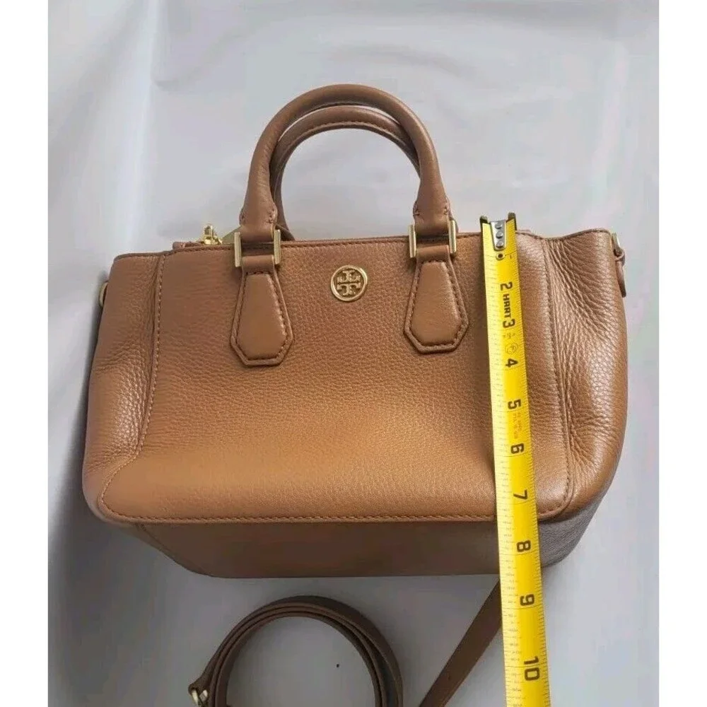 Tory Burch Cognac Pebbled Leather Mini Satchel with Strap
